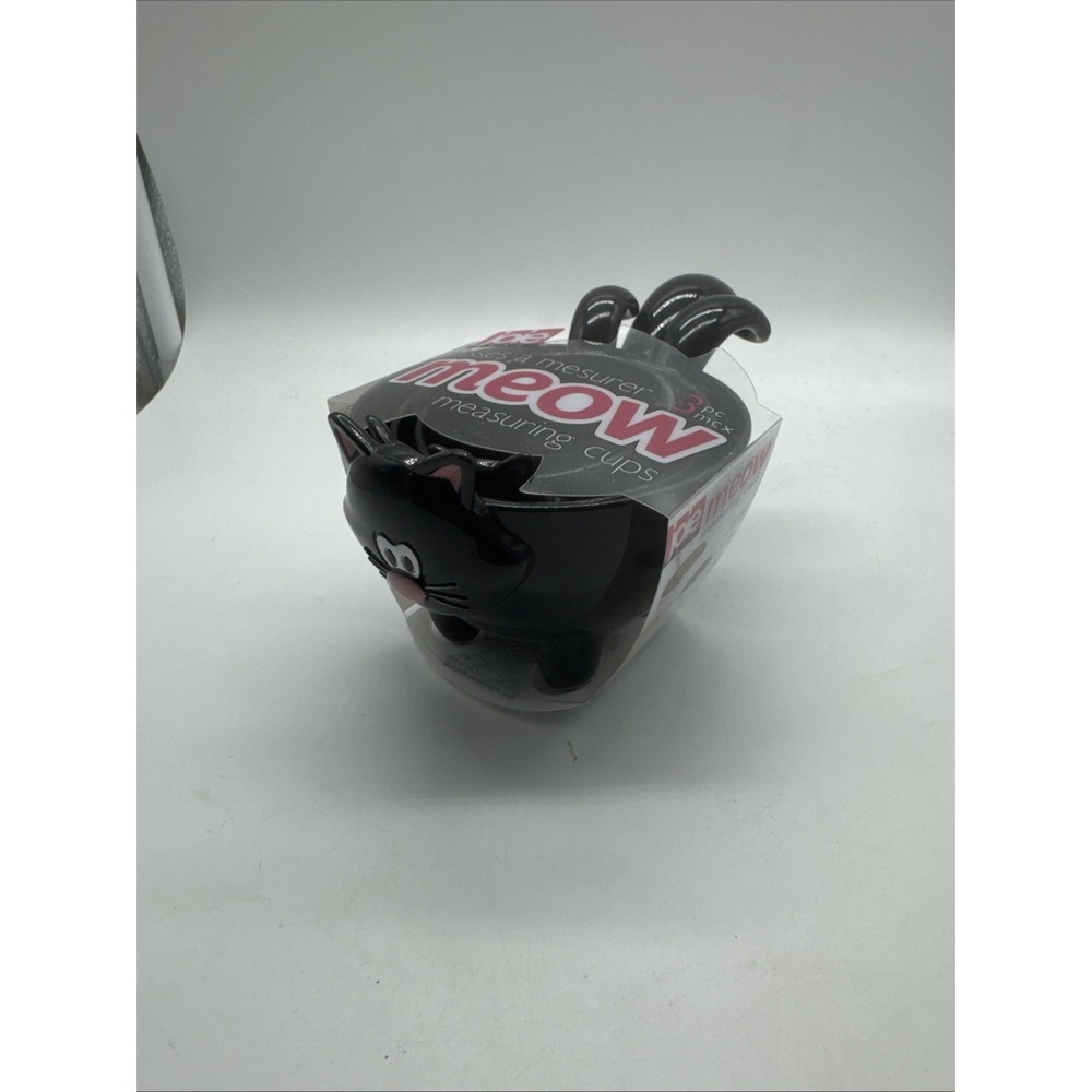 Joie Meow Black Cat Stackable Kitchen Measuring Cups 3 Piece Set New